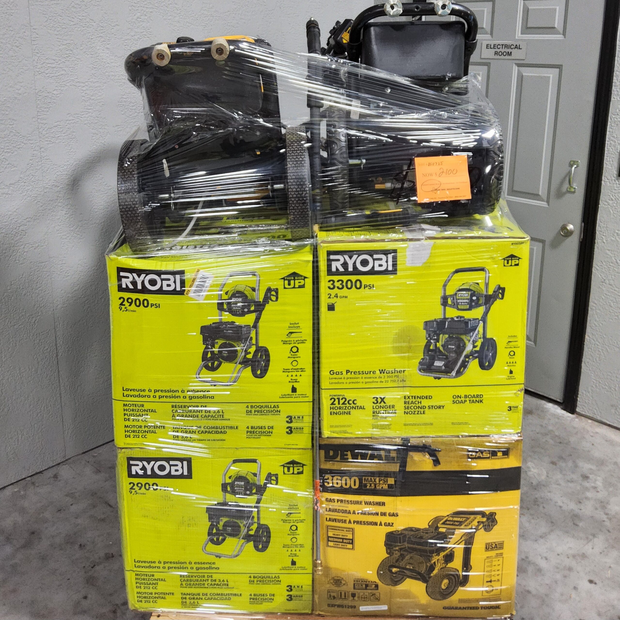 GAS PRESSURE WASHER PALLET - LOT ID: 050725 - AS-IS Untested Customer Returns